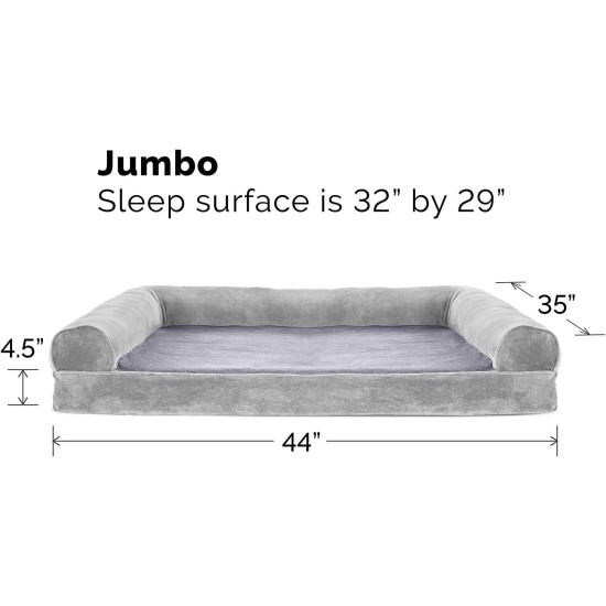 FurHaven Pet Quilted Orthopedic Sofa Bed, Large, Silver Gray FurHaven Pet Quilted Orthopedic Sofa Bed, Large, Silver Gray