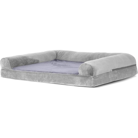 FurHaven Pet Quilted Orthopedic Sofa Bed, Large, Silver Gray FurHaven Pet Quilted Orthopedic Sofa Bed, Large, Silver Gray