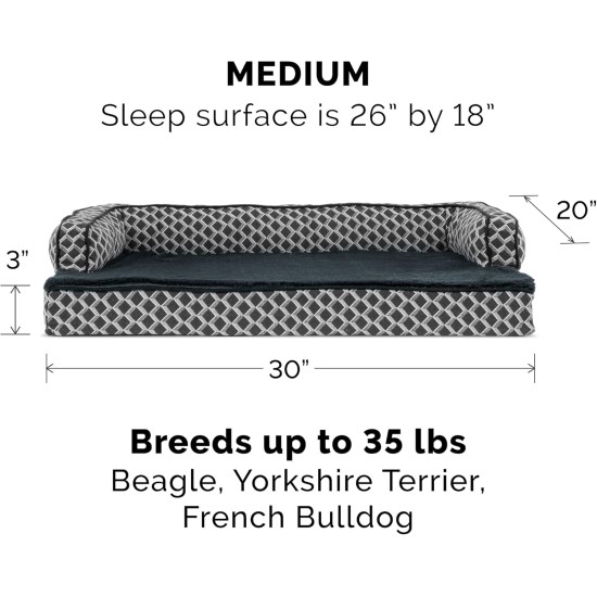 FurHaven Pet Quilted Orthopedic Sofa Bed, Large, Silver Gray FurHaven Pet Quilted Orthopedic Sofa Bed, Large, Silver Gray
