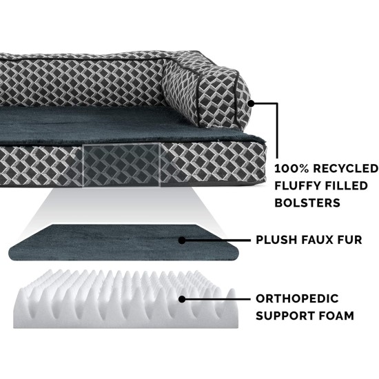 FurHaven Pet Quilted Orthopedic Sofa Bed, Large, Silver Gray FurHaven Pet Quilted Orthopedic Sofa Bed, Large, Silver Gray