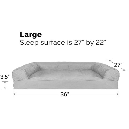 FurHaven Pet Quilted Orthopedic Sofa Bed, Large, Silver Gray FurHaven Pet Quilted Orthopedic Sofa Bed, Large, Silver Gray