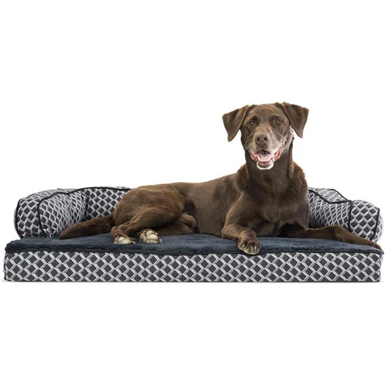 FurHaven Pet Quilted Orthopedic Sofa Bed, Large, Silver Gray FurHaven Pet Quilted Orthopedic Sofa Bed, Large, Silver Gray