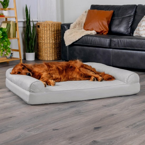 FurHaven Pet Quilted Orthopedic Sofa Bed, Large, Silver Gray FurHaven Pet Quilted Orthopedic Sofa Bed, Large, Silver Gray