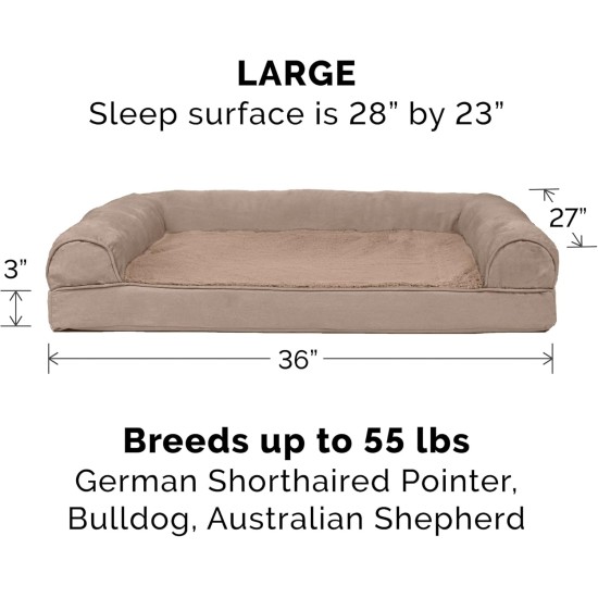 FurHaven Pet Quilted Orthopedic Sofa Bed, Large, Silver Gray FurHaven Pet Quilted Orthopedic Sofa Bed, Large, Silver Gray