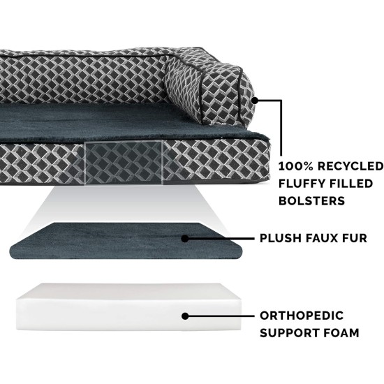 FurHaven Pet Quilted Orthopedic Sofa Bed, Large, Silver Gray FurHaven Pet Quilted Orthopedic Sofa Bed, Large, Silver Gray
