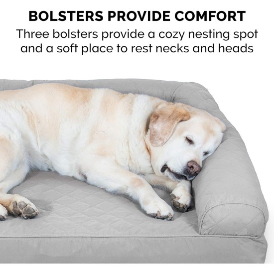 FurHaven Pet Quilted Orthopedic Sofa Bed, Large, Silver Gray FurHaven Pet Quilted Orthopedic Sofa Bed, Large, Silver Gray