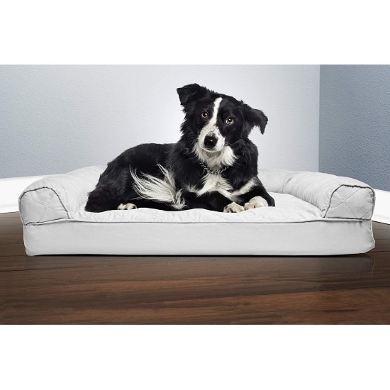 FurHaven Pet Quilted Orthopedic Sofa Bed, Large, Silver Gray FurHaven Pet Quilted Orthopedic Sofa Bed, Large, Silver Gray