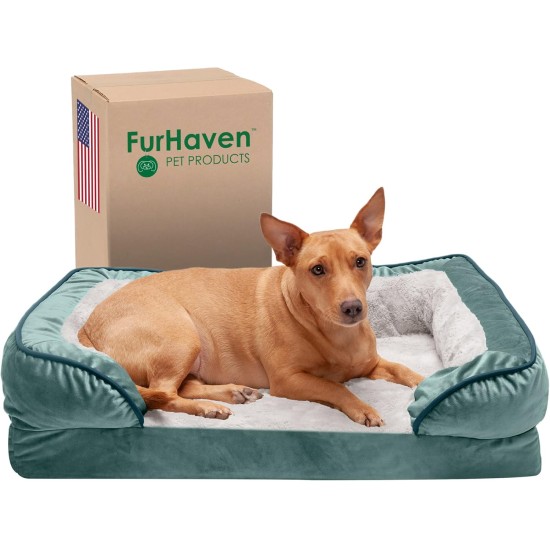 FurHaven Pet Quilted Orthopedic Sofa Bed, Large, Silver Gray FurHaven Pet Quilted Orthopedic Sofa Bed, Large, Silver Gray