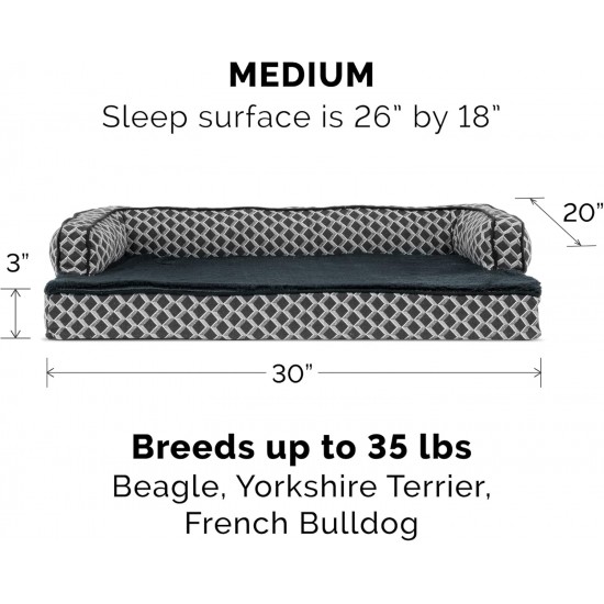 FurHaven Pet Quilted Orthopedic Sofa Bed, Large, Silver Gray FurHaven Pet Quilted Orthopedic Sofa Bed, Large, Silver Gray