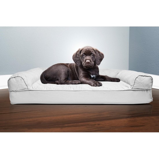 FurHaven Pet Quilted Orthopedic Sofa Bed, Large, Silver Gray FurHaven Pet Quilted Orthopedic Sofa Bed, Large, Silver Gray