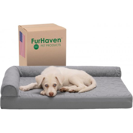 FurHaven Pet Quilted Orthopedic Sofa Bed, Large, Silver Gray FurHaven Pet Quilted Orthopedic Sofa Bed, Large, Silver Gray