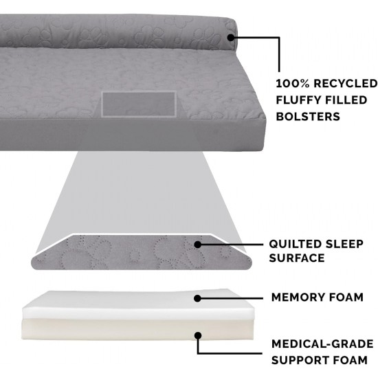 FurHaven Pet Quilted Orthopedic Sofa Bed, Large, Silver Gray FurHaven Pet Quilted Orthopedic Sofa Bed, Large, Silver Gray