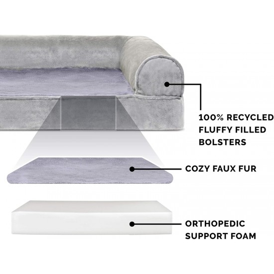 FurHaven Pet Quilted Orthopedic Sofa Bed, Large, Silver Gray FurHaven Pet Quilted Orthopedic Sofa Bed, Large, Silver Gray