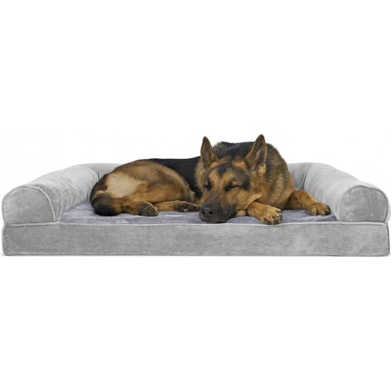 FurHaven Pet Quilted Orthopedic Sofa Bed, Large, Silver Gray FurHaven Pet Quilted Orthopedic Sofa Bed, Large, Silver Gray