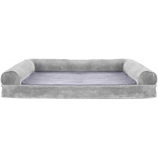 FurHaven Pet Quilted Orthopedic Sofa Bed, Large, Silver Gray FurHaven Pet Quilted Orthopedic Sofa Bed, Large, Silver Gray