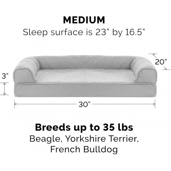 FurHaven Pet Quilted Orthopedic Sofa Bed, Large, Silver Gray FurHaven Pet Quilted Orthopedic Sofa Bed, Large, Silver Gray