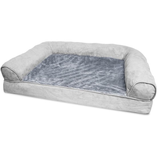 FurHaven Pet Quilted Orthopedic Sofa Bed, Large, Silver Gray FurHaven Pet Quilted Orthopedic Sofa Bed, Large, Silver Gray