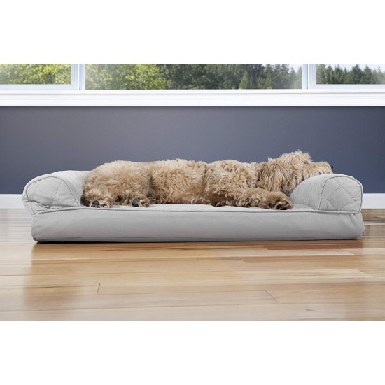FurHaven Pet Quilted Orthopedic Sofa Bed, Large, Silver Gray FurHaven Pet Quilted Orthopedic Sofa Bed, Large, Silver Gray
