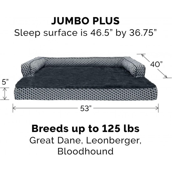 FurHaven Pet Quilted Orthopedic Sofa Bed, Large, Silver Gray FurHaven Pet Quilted Orthopedic Sofa Bed, Large, Silver Gray
