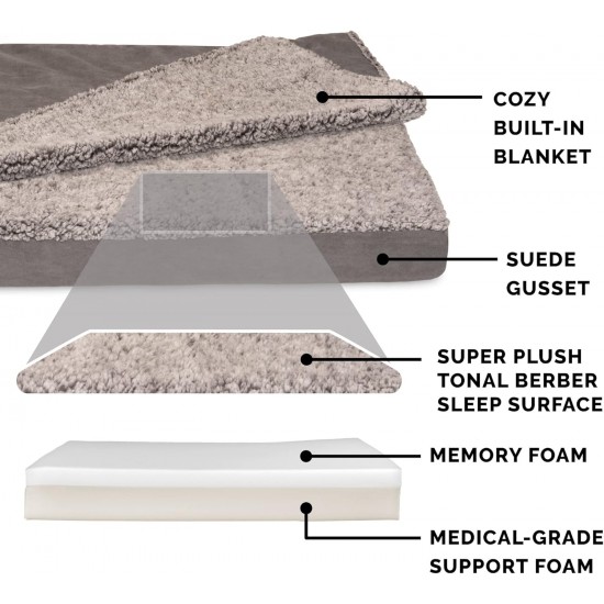 FurHaven Pet Quilted Orthopedic Sofa Bed, Large, Silver Gray FurHaven Pet Quilted Orthopedic Sofa Bed, Large, Silver Gray