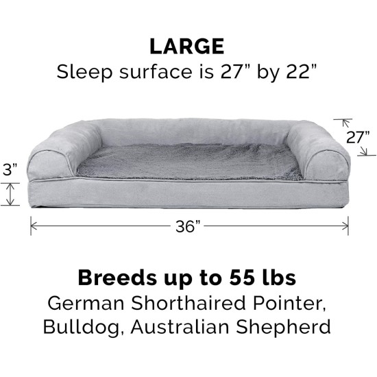 FurHaven Pet Quilted Orthopedic Sofa Bed, Large, Silver Gray FurHaven Pet Quilted Orthopedic Sofa Bed, Large, Silver Gray