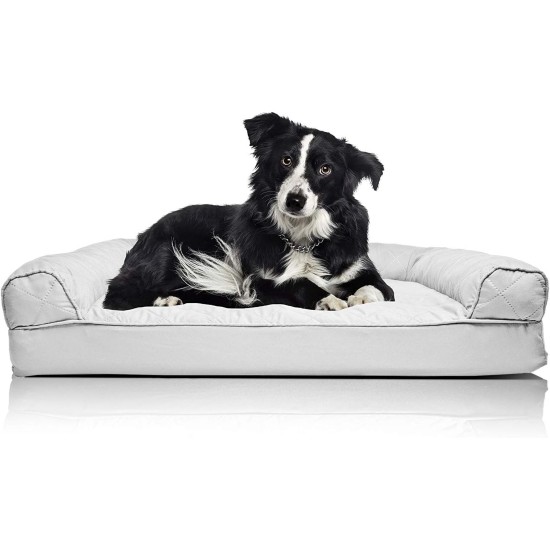 FurHaven Pet Quilted Orthopedic Sofa Bed, Large, Silver Gray FurHaven Pet Quilted Orthopedic Sofa Bed, Large, Silver Gray