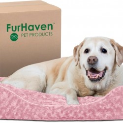 FurHaven Ultra Plush Oval Pet Bed, Jumbo, Strawberry FurHaven Ultra Plush Oval Pet Bed, Jumbo, Strawberry