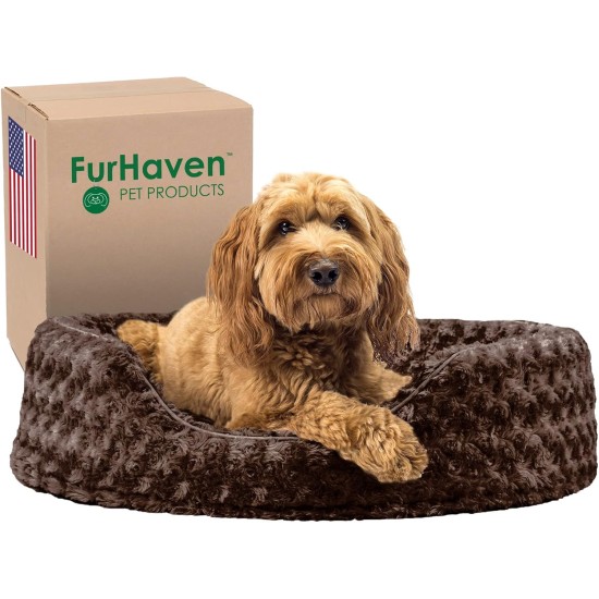 FurHaven Ultra Plush Oval Pet Bed, Jumbo, Strawberry FurHaven Ultra Plush Oval Pet Bed, Jumbo, Strawberry