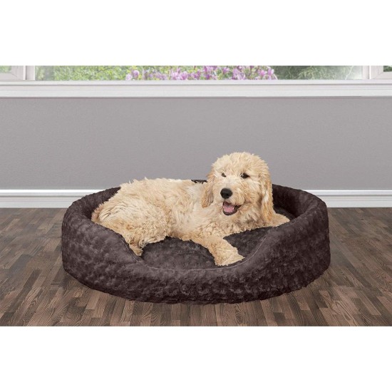 FurHaven Ultra Plush Oval Pet Bed, Jumbo, Strawberry FurHaven Ultra Plush Oval Pet Bed, Jumbo, Strawberry