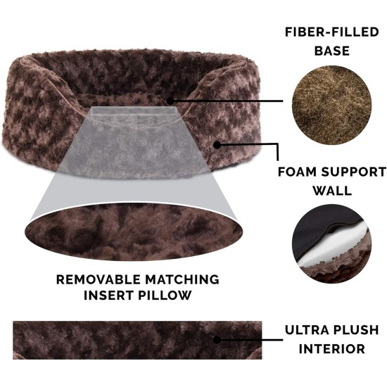 FurHaven Ultra Plush Oval Pet Bed, Jumbo, Strawberry FurHaven Ultra Plush Oval Pet Bed, Jumbo, Strawberry