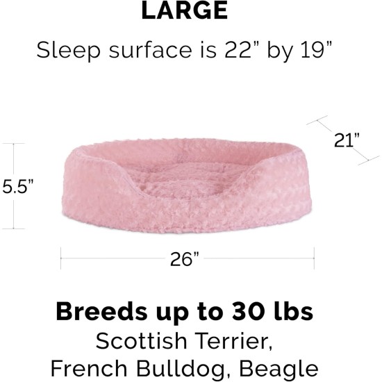 FurHaven Ultra Plush Oval Pet Bed, Jumbo, Strawberry FurHaven Ultra Plush Oval Pet Bed, Jumbo, Strawberry