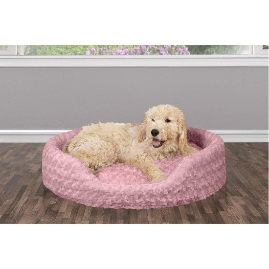 FurHaven Ultra Plush Oval Pet Bed, Jumbo, Strawberry FurHaven Ultra Plush Oval Pet Bed, Jumbo, Strawberry