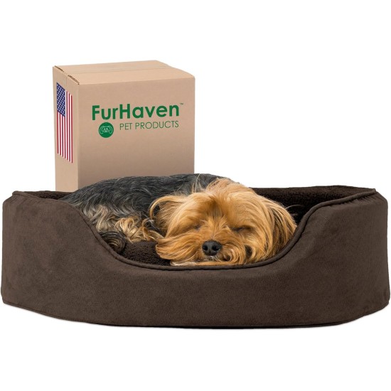 FurHaven Ultra Plush Oval Pet Bed, Jumbo, Strawberry FurHaven Ultra Plush Oval Pet Bed, Jumbo, Strawberry