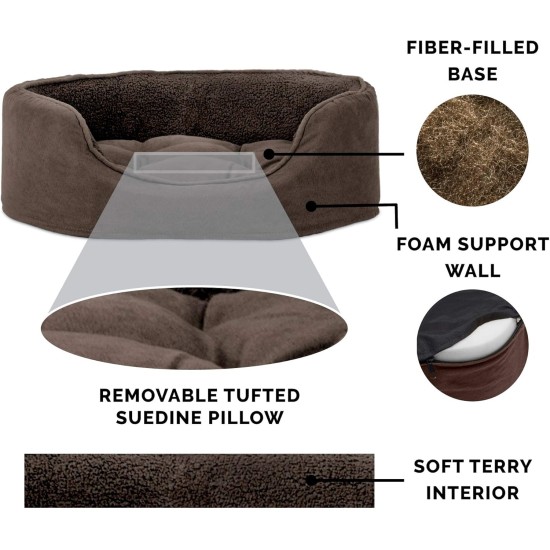 FurHaven Ultra Plush Oval Pet Bed, Jumbo, Strawberry FurHaven Ultra Plush Oval Pet Bed, Jumbo, Strawberry