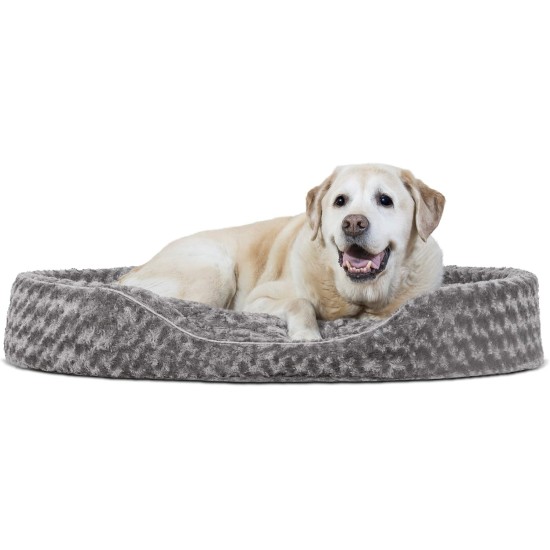FurHaven Ultra Plush Oval Pet Bed, Jumbo, Strawberry FurHaven Ultra Plush Oval Pet Bed, Jumbo, Strawberry