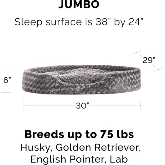 FurHaven Ultra Plush Oval Pet Bed, Jumbo, Strawberry FurHaven Ultra Plush Oval Pet Bed, Jumbo, Strawberry