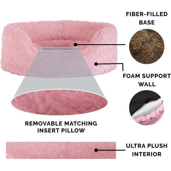 FurHaven Ultra Plush Oval Pet Bed, Jumbo, Strawberry FurHaven Ultra Plush Oval Pet Bed, Jumbo, Strawberry