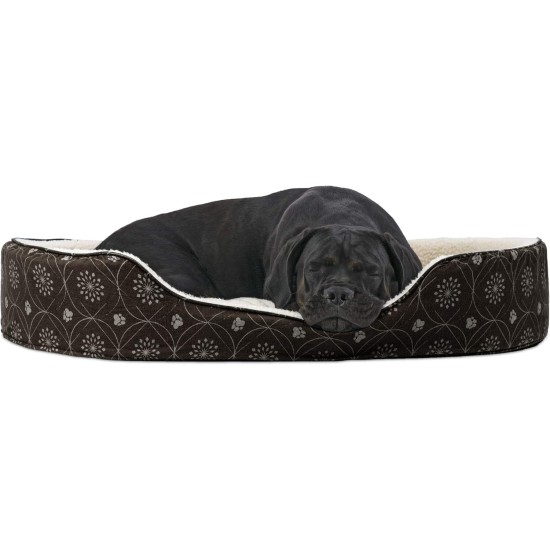 FurHaven Ultra Plush Oval Pet Bed, Jumbo, Strawberry FurHaven Ultra Plush Oval Pet Bed, Jumbo, Strawberry