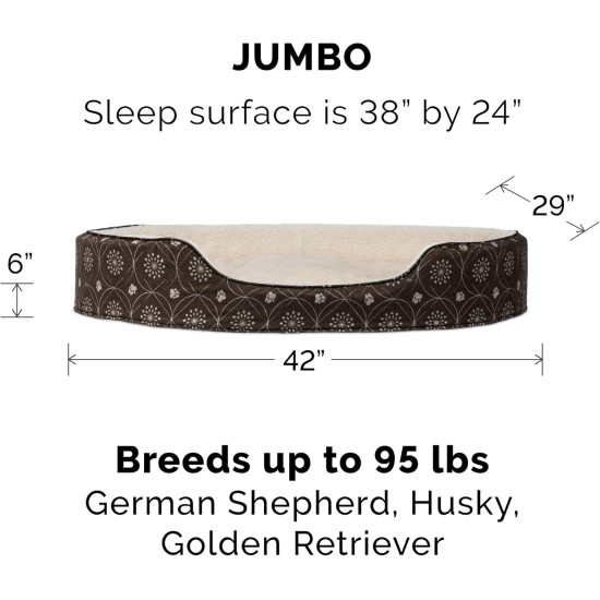 FurHaven Ultra Plush Oval Pet Bed, Jumbo, Strawberry FurHaven Ultra Plush Oval Pet Bed, Jumbo, Strawberry