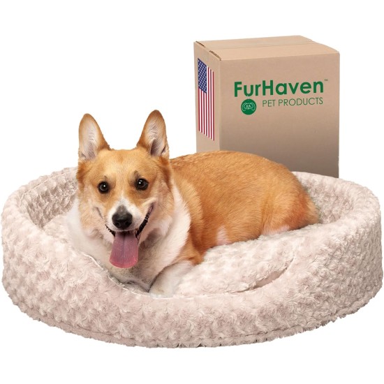 FurHaven Ultra Plush Oval Pet Bed, Jumbo, Strawberry FurHaven Ultra Plush Oval Pet Bed, Jumbo, Strawberry