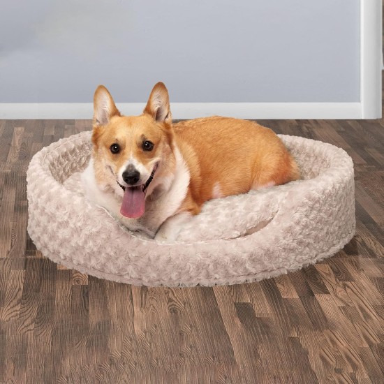 FurHaven Ultra Plush Oval Pet Bed, Jumbo, Strawberry FurHaven Ultra Plush Oval Pet Bed, Jumbo, Strawberry