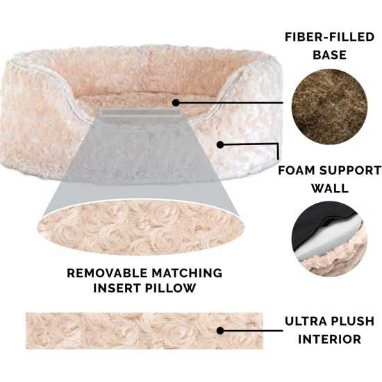 FurHaven Ultra Plush Oval Pet Bed, Jumbo, Strawberry FurHaven Ultra Plush Oval Pet Bed, Jumbo, Strawberry