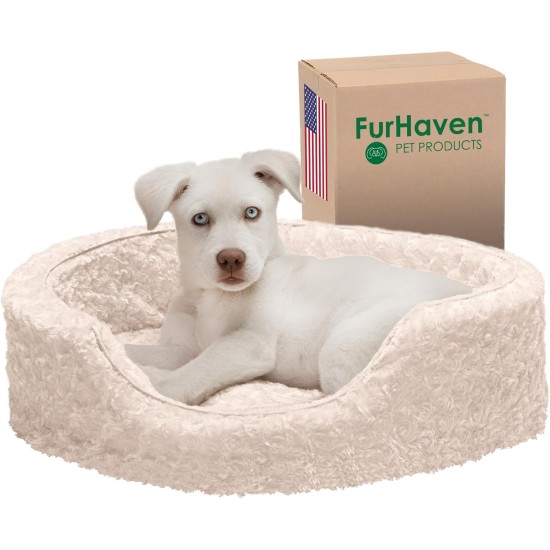 FurHaven Ultra Plush Oval Pet Bed, Jumbo, Strawberry FurHaven Ultra Plush Oval Pet Bed, Jumbo, Strawberry