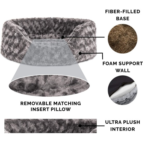 FurHaven Ultra Plush Oval Pet Bed, Jumbo, Strawberry FurHaven Ultra Plush Oval Pet Bed, Jumbo, Strawberry