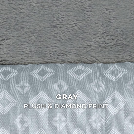 Furhaven Cat Bed for Indoor Cats, Washable with Removable Bolsters, for Pets up to 4.1 kg - Plush & Diamond Print Cuddle Mat - Grey, Small Furhaven Cat Bed for Indoor Cats, Washable with Removable Bolsters, for Pets up to 4.1 kg - Plush & Diamond Print Cuddle Mat - Grey, Small