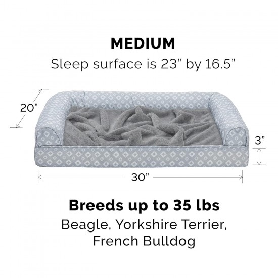 Furhaven Cat Bed for Indoor Cats, Washable with Removable Bolsters, for Pets up to 4.1 kg - Plush & Diamond Print Cuddle Mat - Grey, Small Furhaven Cat Bed for Indoor Cats, Washable with Removable Bolsters, for Pets up to 4.1 kg - Plush & Diamond Print Cuddle Mat - Grey, Small