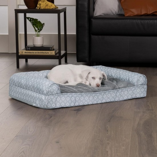 Furhaven Cat Bed for Indoor Cats, Washable with Removable Bolsters, for Pets up to 4.1 kg - Plush & Diamond Print Cuddle Mat - Grey, Small Furhaven Cat Bed for Indoor Cats, Washable with Removable Bolsters, for Pets up to 4.1 kg - Plush & Diamond Print Cuddle Mat - Grey, Small