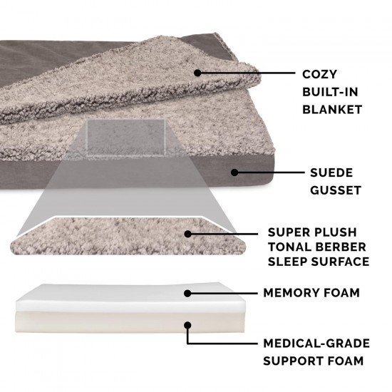Furhaven Cat Bed for Indoor Cats, Washable with Removable Bolsters, for Pets up to 4.1 kg - Plush & Diamond Print Cuddle Mat - Grey, Small Furhaven Cat Bed for Indoor Cats, Washable with Removable Bolsters, for Pets up to 4.1 kg - Plush & Diamond Print Cuddle Mat - Grey, Small