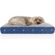 Furhaven Dog Bed for Small Dogs with Removable Washable Cover Sherpa and Flannel Paw Print Mattress Twilight Blue Small