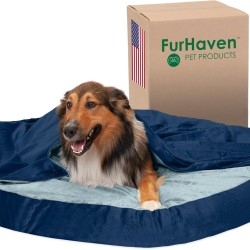 Furhaven Large Dog Bed Memory Foam Round with Removable Washable Cover for Dogs up to 80 lbs, Micro Velvet, 44 Inch, Navy Blue Furhaven Large Dog Bed Memory Foam Round with Removable Washable Cover for Dogs up to 80 lbs, Micro Velvet, 44 Inch, Navy Blue